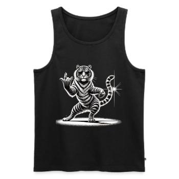 Rockiger Tiger – Wild & Cool - Männer Premium Bio Tank Top - Schwarz - Vorne - Michal (187cm)