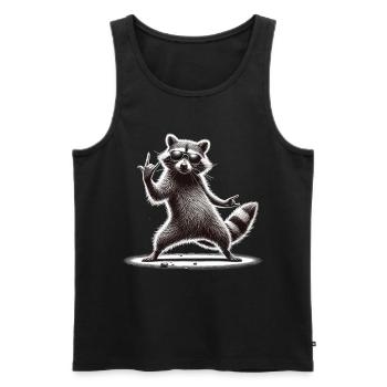 Rock-Waschbär – Metal und Coolness - Männer Premium Bio Tank Top - Schwarz - Vorne - Michal (187cm)