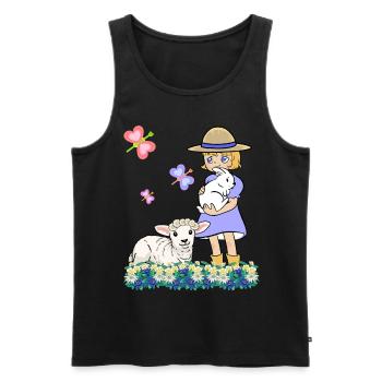 Children Child Girl Sheep Sheep Lamb Easter - Men's Premium Organic Tank Top - black - Front - AI Model Male 178 light (178cm)