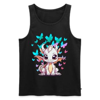 Drache Drachen Schmetterlinge Kinder Kind Baby - Männer Premium Bio Tank Top - Schwarz - Vorne - Michal (187cm)