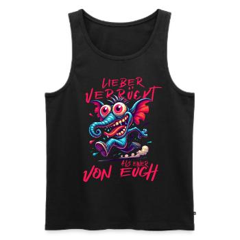 Mieux vaut être fou que l’un d’entre vous – éléphant - Débardeur bio Premium Homme - noir - Devant - AI Model Male 178 light (178cm)
