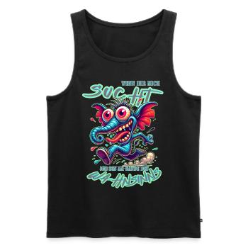 Wenn ihr mich sucht, ich bin am Rande des Wahnsinn - Männer Premium Bio Tank Top - Schwarz - Vorne - AI Model Male 178 light (178cm)