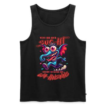 Wenn ihr mich sucht, ich bin am Rande des Wahnsinn - Männer Premium Bio Tank Top - Schwarz - Vorne - AI Model Male 178 light (178cm)