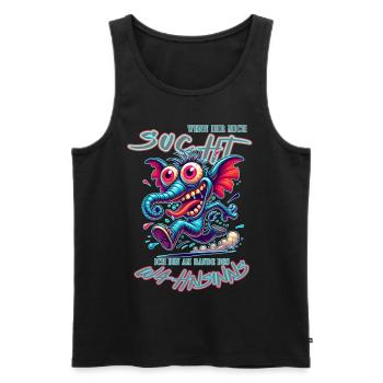 Wenn ihr mich sucht, ich bin am Rande des Wahnsinn - Männer Premium Bio Tank Top - Schwarz - Vorne - AI Model Male 178 light (178cm)