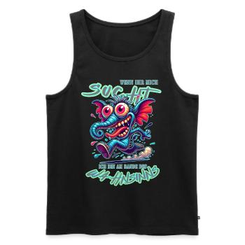 Wenn ihr mich sucht, ich bin am Rande des Wahnsinn - Männer Premium Bio Tank Top - Schwarz - Vorne - AI Model Male 178 light (178cm)