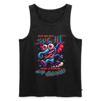 Wenn ihr mich sucht, ich bin am Rande des Wahnsinn - Männer Premium Bio Tank Top - Schwarz - Vorne - AI Model Male 178 light (178cm)
