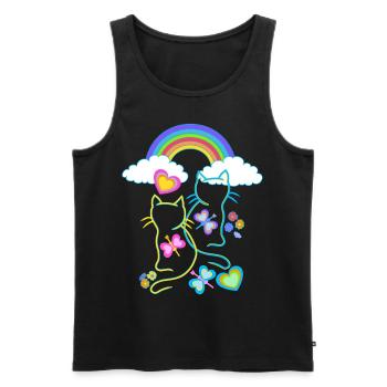 Arc-en-ciel Printemps Été Chats Chat Enfants - Débardeur bio Premium Homme - noir - Devant - Michal (187cm)