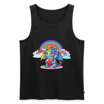 Arc-en-ciel Dragon Dragon Enfants Enfant Bébé - Débardeur bio Premium Homme - noir - Devant - AI Model Male 178 light (178cm)