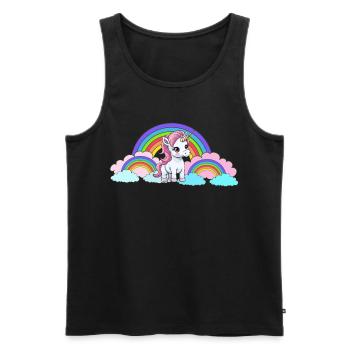 Regenbogen Einhorn Einhörner Pferd Pferde Kinder - Männer Premium Bio Tank Top - Schwarz - Vorne - AI Model Male 178 light (178cm)