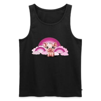 Regenbogen Ferkel Schwein himmlisch Wolken - Männer Premium Bio Tank Top - Schwarz - Vorne - Michal (187cm)