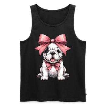 Coquette Bow Bulldog Chien Maman Rose - Débardeur bio Premium Homme - noir - Devant - AI Model Male 178 light (178cm)