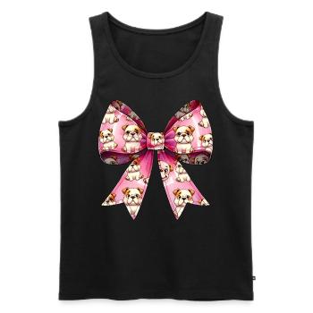 Coquette Bow Bulldog Dog Mom Pattern Pink - Men's Premium Organic Tank Top - black - Front - Michal (187cm)