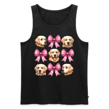 Coquette Bow Golden Retriever Chien Maman Rose - Débardeur bio Premium Homme - noir - Devant - AI Model Male 178 light (178cm)
