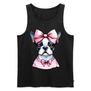 Coquette Bow Boston Terrier Chien Maman Rose - Débardeur bio Premium Homme - noir - Devant - Michal (187cm)