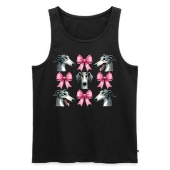Coquette Bow Greyhound Dog Mom Pink Ribbon - Men's Premium Organic Tank Top - black - Front - Michal (187cm)