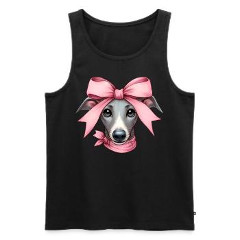 Coquette Bow Greyhound Dog Mom Pink Ribbon - Men's Premium Organic Tank Top - black - Front - Michal (187cm)