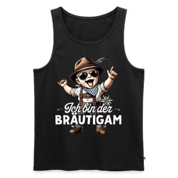 Bräutigam T-Shirt JGA Männer Junggesellenabschied - Männer Premium Bio Tank Top - Schwarz - Vorne - Michal (187cm)