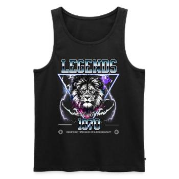 1970's Birthday Legend Leo - Men's Premium Organic Tank Top - black - Front - Michal (187cm)
