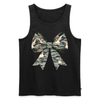 Coquette Arc Canard Chasse Chasseur Camouflage Ruban - Débardeur bio Premium Homme - noir - Devant - Michal (187cm)