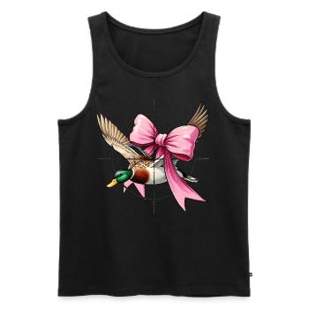 Coquette Arc Canard Chasse Chasseur Ruban Rose Maman - Débardeur bio Premium Homme - noir - Devant - Michal (187cm)