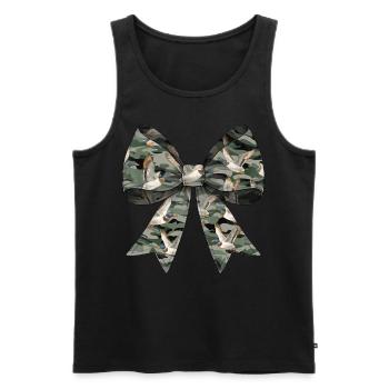 Coquette Bow Duck Hunting Hunter Camouflage Ribbon - Men's Premium Organic Tank Top - black - Front - Michal (187cm)