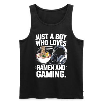 Jeux et ramen – Motif de joueur parfait - Débardeur bio Premium Homme - noir - Devant - Michal (187cm)