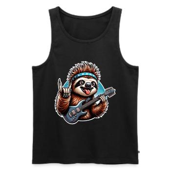 Sloth Rock and Roll Guitarist - Men's Premium Organic Tank Top - black - Front - Michal (187cm)