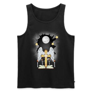 Church Cross Crosses Crucifix - Men's Premium Organic Tank Top - black - Front - AI Model Male 178 light (178cm)