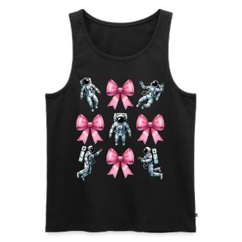 Coquette noeud astronaute espace ruban rose maman - Débardeur bio Premium Homme - noir - Devant - AI Model Male 178 light (178cm)