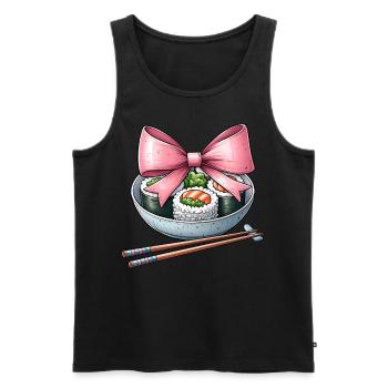 Coquette Bow Sushi Japanese Food Pink Ribbon - Men's Premium Organic Tank Top - black - Front - Michal (187cm)