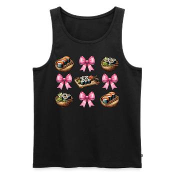 Coquette Bow Sushi Japanese Food Pink Ribbon - Men's Premium Organic Tank Top - black - Front - Michal (187cm)