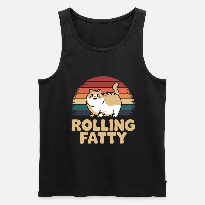 Rolling Fatty Katze Tier Lustige Katze - Männer Premium Bio Tank Top - Schwarz