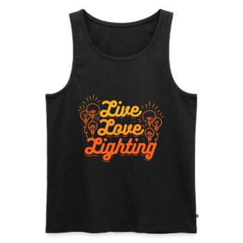 Lighting technician Live Love Lighting - Men's Premium Organic Tank Top - black - Front - AI Model Male 178 light (178cm)