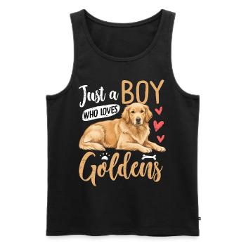 Just A Boy Who Loves Goldens - Men's Premium Organic Tank Top - black - Front - Michal (187cm)