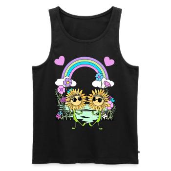 Arc-en-ciel Hippie Tournesols Enfants - Débardeur bio Premium Homme - noir - Devant - AI Model Male 178 light (178cm)