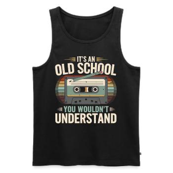 Retro Mixtape – Oldschool Vibes für Nostalgiker - Männer Premium Bio Tank Top - Schwarz - Vorne - AI Model Male 178 light (178cm)