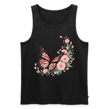 Papillon avec des fleurs - Débardeur bio Premium Homme - noir - Devant - Michal (187cm)