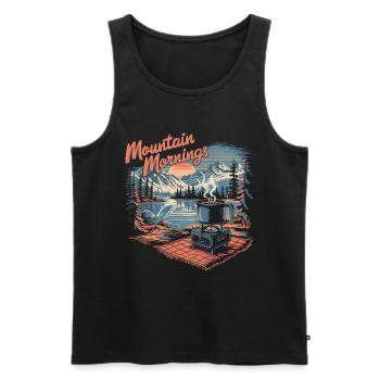 Morgen in den Bergen, Picknick am See mit - Männer Premium Bio Tank Top - Schwarz - Vorne - AI Model Male 178 light (178cm)