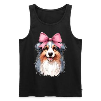 Coquette Bow Australian Shepherd Dog Mom Pink - Männer Premium Bio Tank Top - Schwarz - Vorne - Michal (187cm)