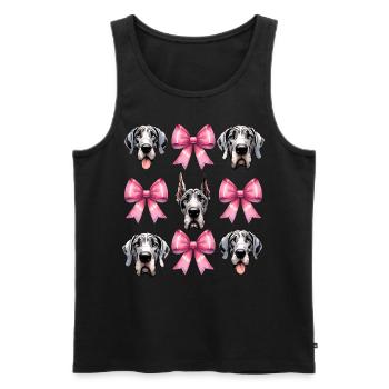 Coquette noeud Dogue Allemand Chien Maman Rose - Débardeur bio Premium Homme - noir - Devant - Michal (187cm)