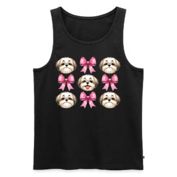 Coquette Bow Shih Tzu Dog Mom Pink Bow - Men's Premium Organic Tank Top - black - Front - Michal (187cm)