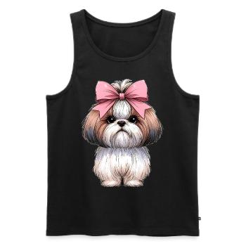 Coquette Bow Shih Tzu Dog Mom Pink Bow - Men's Premium Organic Tank Top - black - Front - Michal (187cm)