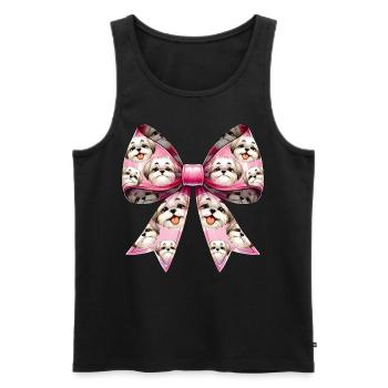 Coquette Bow Shih Tzu Dog Mom Pattern Pink - Men's Premium Organic Tank Top - black - Front - Michal (187cm)