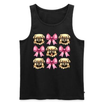 Coquette noeud pékinois chien maman ruban rose - Débardeur bio Premium Homme - noir - Devant - AI Model Male 178 light (178cm)