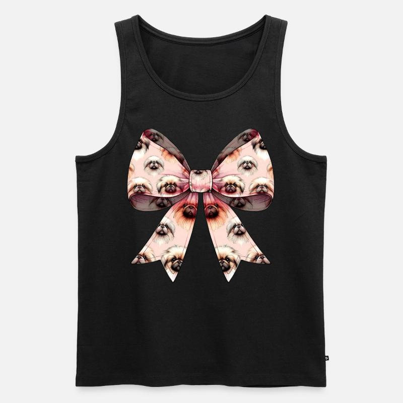 Coquette Schleife Pekingese Hundemutter Muster - Männer Premium Bio Tank Top - Schwarz