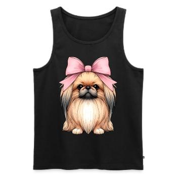 Coquette Bow Pekingese Dog Mom Pink Ribbon - Men's Premium Organic Tank Top - black - Front - Michal (187cm)