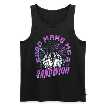 L’informaticien Sudo Make Me A Sandwich - Débardeur bio Premium Homme - noir - Devant - Michal (187cm)