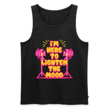 Lighting Technician Here To Lighten The Mood - Men's Premium Organic Tank Top - black - Front - AI Model Male 178 light (178cm)