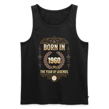 Born in 1960 – The Year of Legends Gift Idea - Men's Premium Organic Tank Top - black - Front - AI Model Male 178 light (178cm)