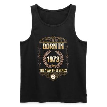 Born in 1973 – The Year of Legends Gift Idea - Men's Premium Organic Tank Top - black - Front - AI Model Male 178 light (178cm)